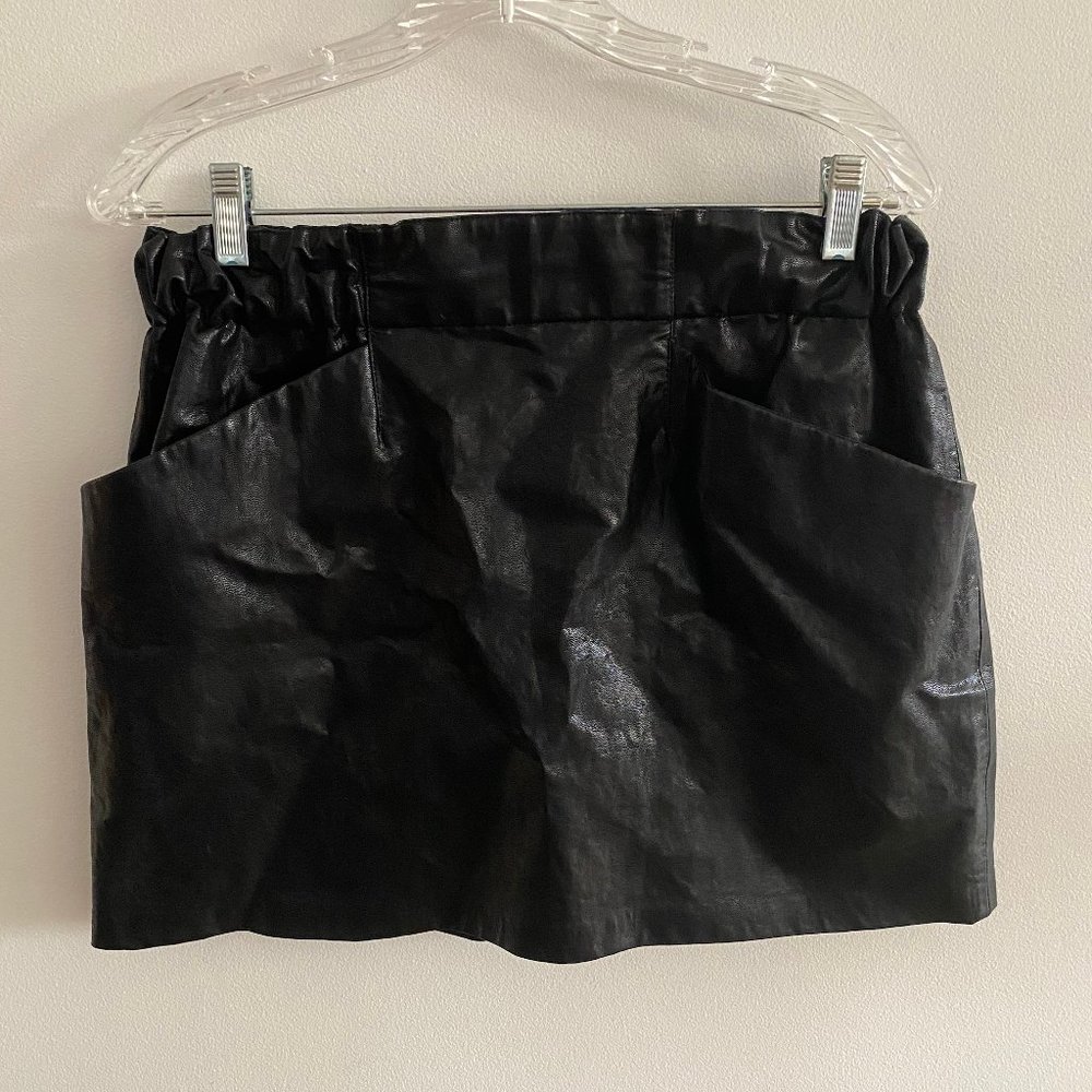 Faux Leather Mini Skirt with Exaggerated Pockets